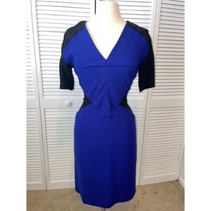 Roland Mouret royal blue and black sheath dress